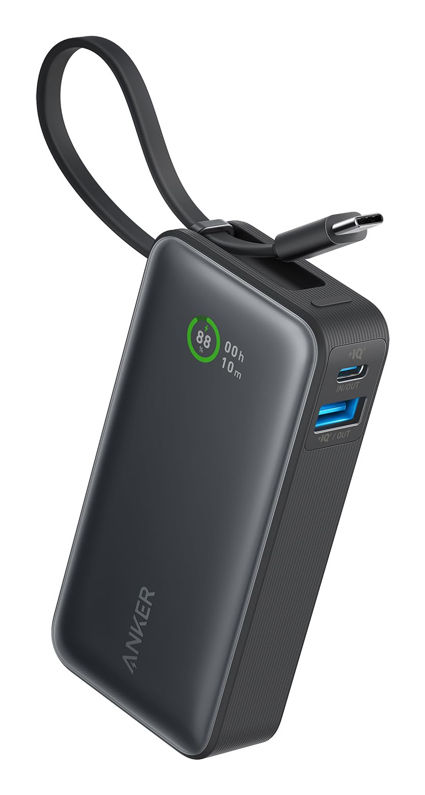 Anker, 545 Nano Powerbank, 10.000mAh, 30W Dahili USB-C Kablosu