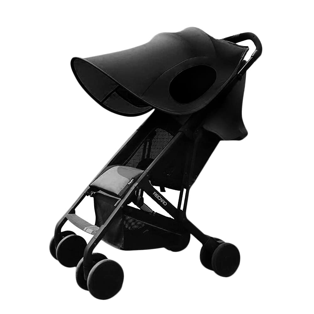 MAKINGTEC Baby Pram Sun Shade Cover, Universal Stroller Sunshade Cover Anti-UV, Portable Baby Stroller Awning Pushchair Sun Canopy Windproof Waterproof with Arched Hard Support (Black)