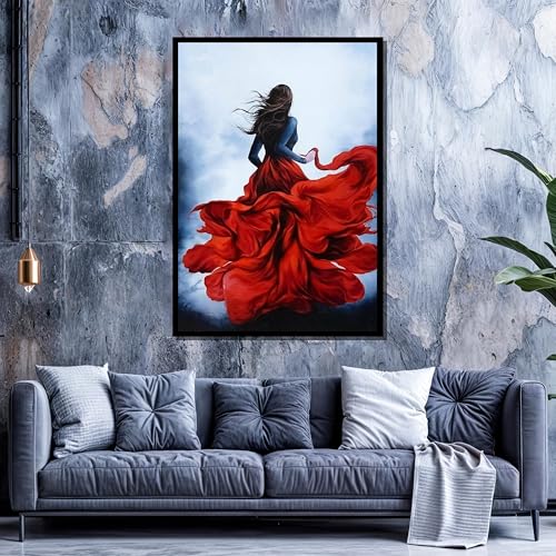 Affiches et impressions robe rouge fluide décoration murale 70x100 - 4