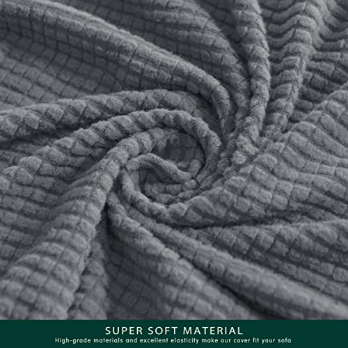 Chun Yi 3 Piece Stretch Armchair Sofa Cover, 1 Seater Couch Slipcover With One Separate Backrest And Cushion With Elastic Band, Checks Spandex Jacquard Fabric(Small,Light Gray) #TOP5