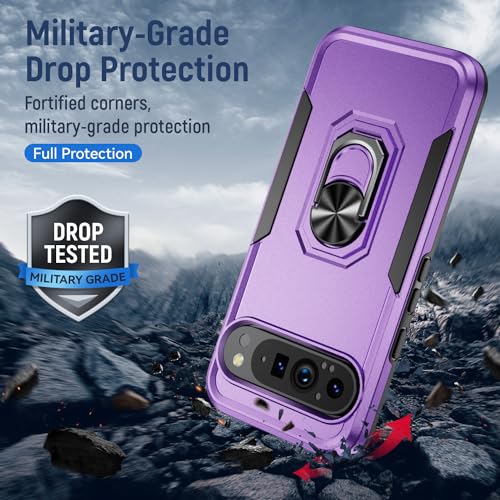 Coque Google Pixel 9 Pro XL robuste fine antichoc béquille réglable violette - 6