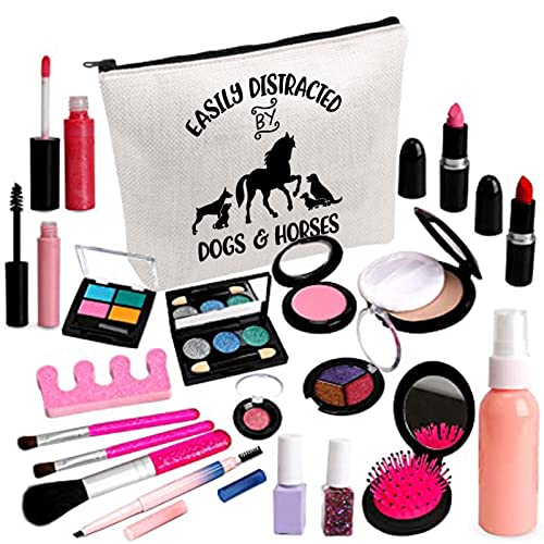 PLITI Horse Riding Gift Dog Lover Makeup Bag Dog Mom Dog Owner Easily Distracted by Dogs & Horses Equestrian Cosmetic Bag(Distracted Dogs horsesU) - Image 4