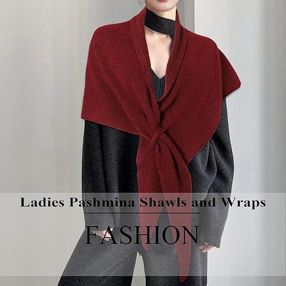 Valuablety Shawl, Women's Solid Color Wool Blend Shawl, Lightweight Soft Triangle Fleece Shawls Wrap for All Seasons2