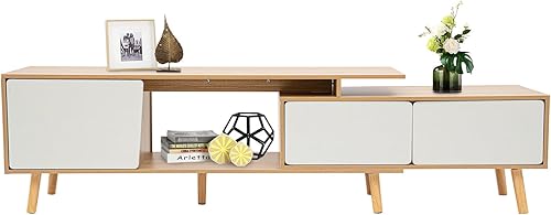 Armario de almacenamiento para TV de 3 compartimentos, gabinete de TV expandible de gran capacidad, estantes ajustables, gabinete de almacenamiento