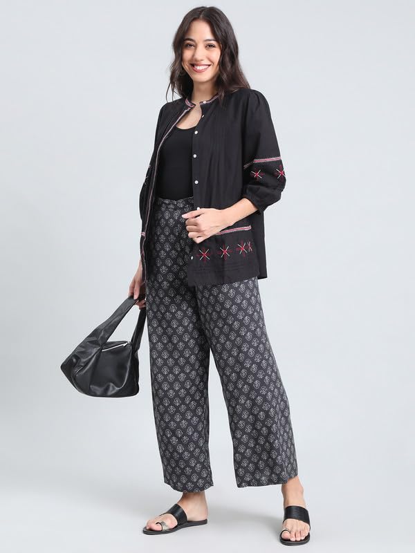 Image of GO COLORS Soft Viscose Printed Palazzo Full Length for Women| Breathable, Mid Rise