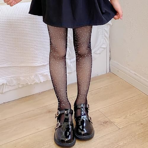 Jastore Girls Halloween Tights Fishnet Tight Sparkle Rhinestone Hollow Out Pantyhose Kids Bling Mesh Stockings3