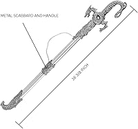 Vista 2 de Medieval Dragon Sword – Decorative Replica Display Piece, Dull Blade Collectible, Knight Fantasy Sword for Cosplay, Home Decor and Collections