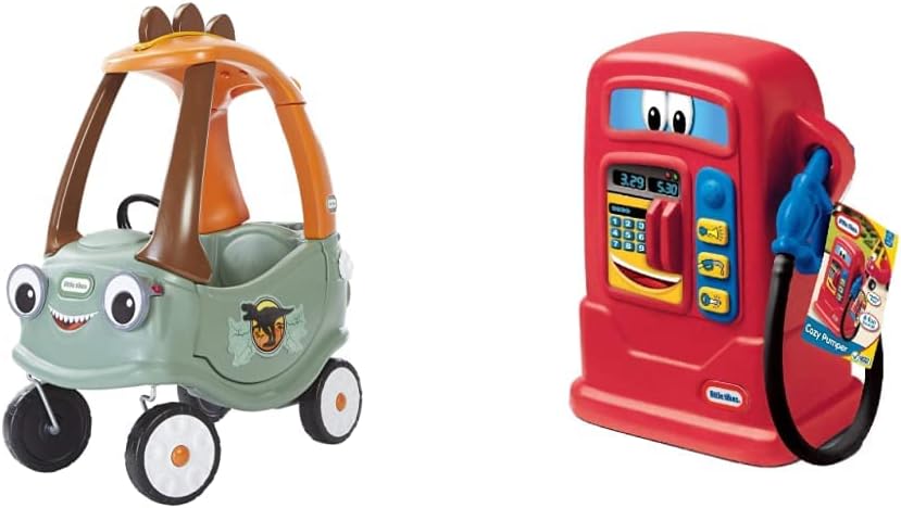 T-Rex Cozy Coupe by Little Tikes Dinosaur Ride-On Car for Kids & Cozy Pumper Multi, 13.5 Long x 8.5 Wide x 17.5 high