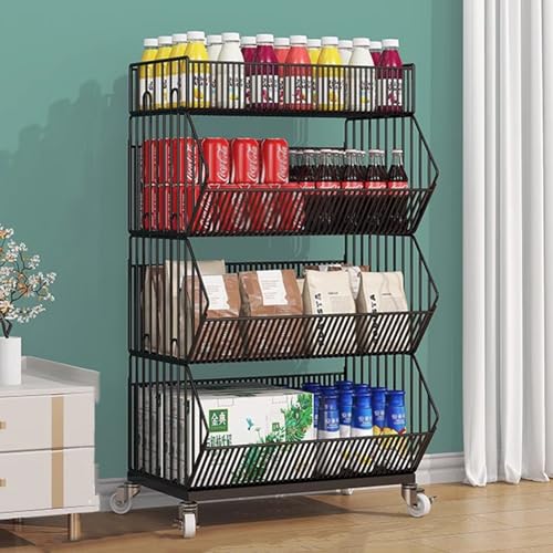 Étagère de rangement mince pour collations avec roues et support de cuisine