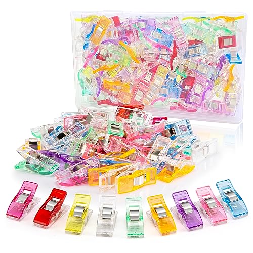 Sewing Clips, 100 Pcs with Plastic Box, Assorted Colors Quilt