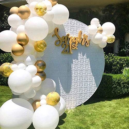 Pageebo White Gold Arch Garland Kit - 124Pcs Chrome Gold White And Double Skin With White Balloons For Wedding Birthday Baby Shower Graduation Anniversary Bachelorette Party Background Decorations #TOP5