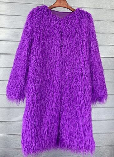 Women's Fluffy Faux Fur Maxi Outwear Overcoat,Shaggy Warm Jackets Parka Winter Coats2