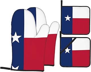Flag of Texas Kitchen Lot de 4 ustensiles de cuisine anti-brûlure et isolation thermique pour cuisson et grillades