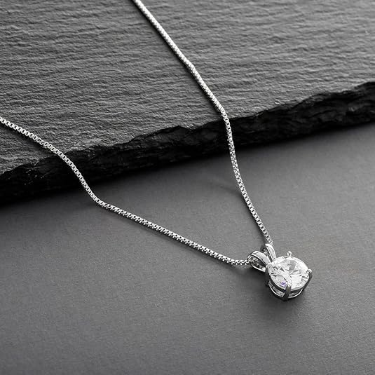 Mariell Cubic Zirconia Crystal Pendant Necklace for Women, 2 Carat 8mm CZ, for Brides, Wedding, Mother's Day Jewelry Gift - Image 4