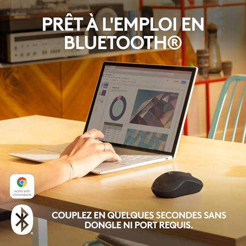 Souris sans fil Logitech M240 compacte grise compatible avec ordinateur Mac PC