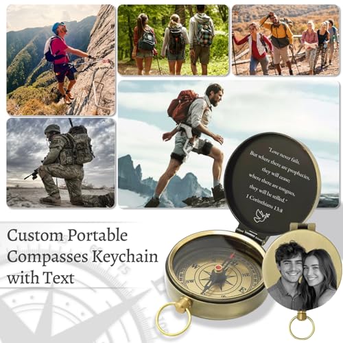 Brújula personalizada con foto grabada vintage miniatura 5