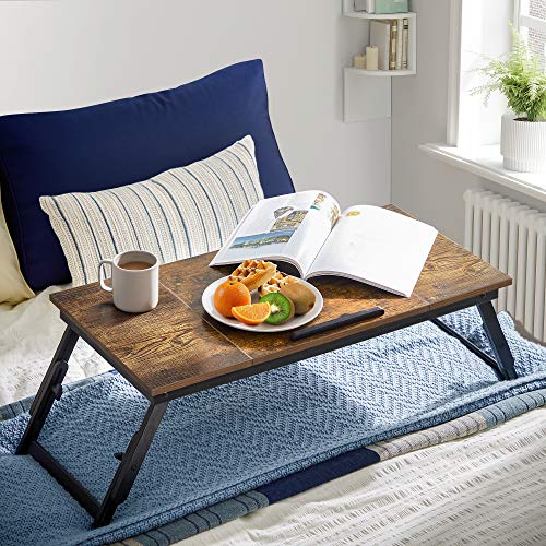 Image of SONGMICS Bed Laptop Desk, Folding Bed Tray, Adjustable Angle and Height | Folding Bed Tray for Laptop up to 15.6 Inches, Portable for Working Reading Writing Breakfast, Drawer, ULLD110B01