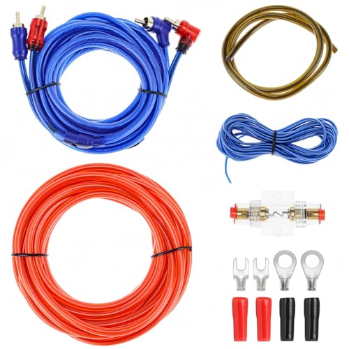 QWORK Kfz Verstärker Kabelsatz 10GA 600W 4.5M Subwoofer Endstufe Kabel Anschluss Set für Car Audio