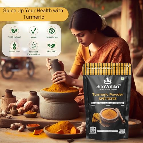 Image of Sitavatika Pure Turmeric Powder 200gm No Added Colours and Chemicals with Natural Oils Rich Tasty and Healthy Golden Spices Haldi No added Colours and Chemical