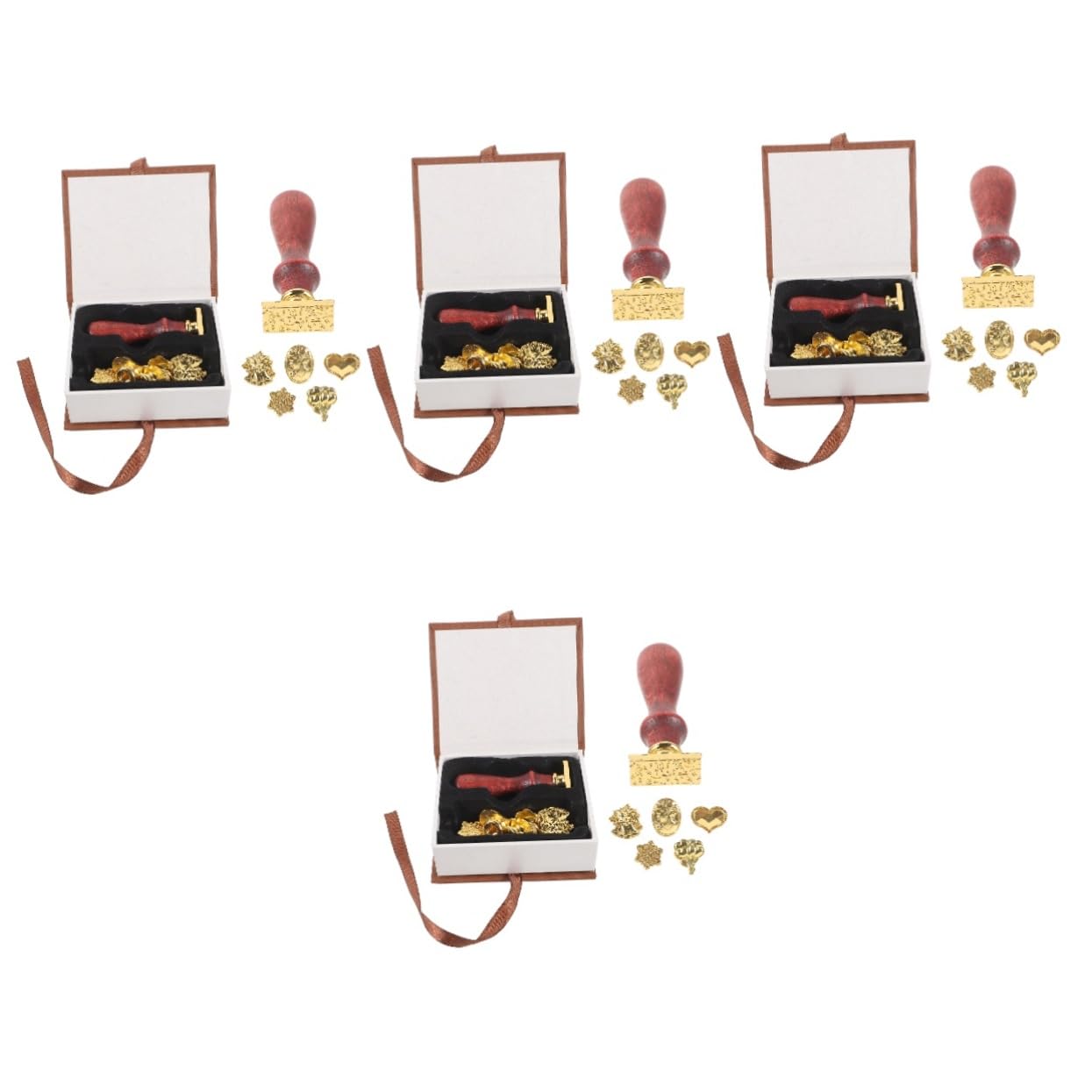 DOITOOL 4 Juegos Caja de focas de pintura de sello de sello sellos de cera carta sello de laca sello de cera personalizado sello de cera de boda sello del kit de sello de cera Metal