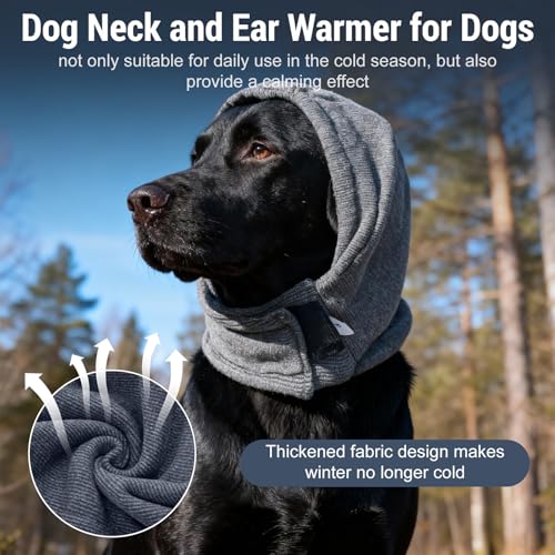 Ohrenschützer für Hunde,Gehörschützer Lärmschutz Hunde Ohrenschutz,Beruhigender Hundehoodie für Hals- und Ohrenwärmer,für Angstlinderung,Winter,Fellpflege,Feuerwerk,AutofahrtenGrau, S-10,6'-15,7'