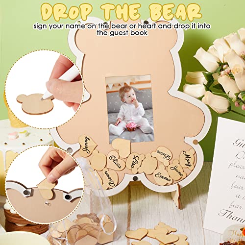 Bear Baby Shower Guest Book Alternative With Photo Frame Decorations We Can Bearly Wait Baby Shower Sign In Guest Book Girl 1St Birthday Party Bear Gender Reveal Shower (Brown, 12.6 X 10.6 Inch) #TOP3
