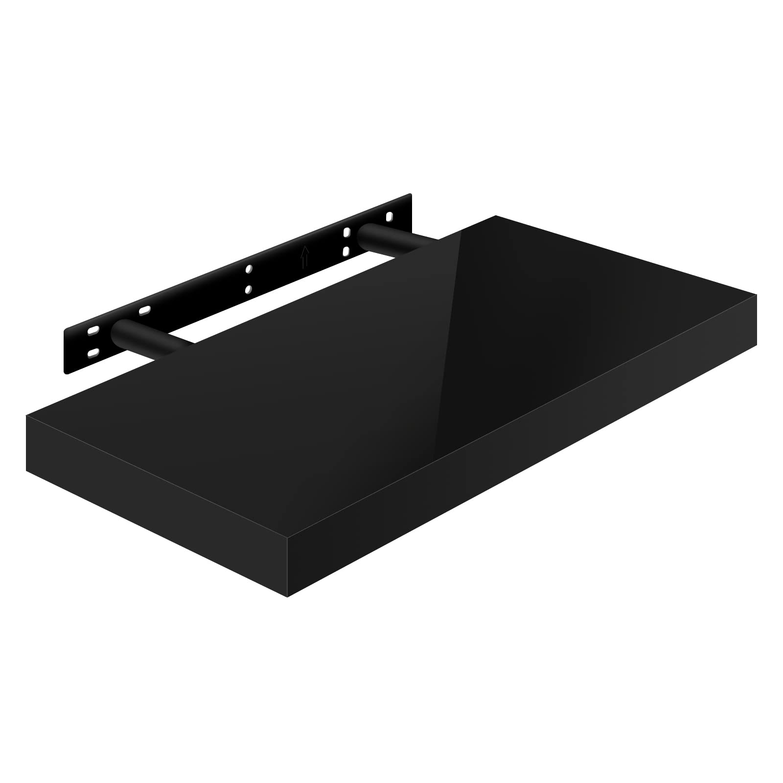 WOLTU High Gloss Floating Shelf, 50cm Black Wall Shelf, Bedroom