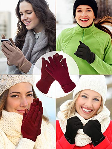 Image of Patelai 3 Pairs Womens Gloves Winter Touchscreen Texting Phone Windproof Gloves Warm Fleece Lined Cold Weather