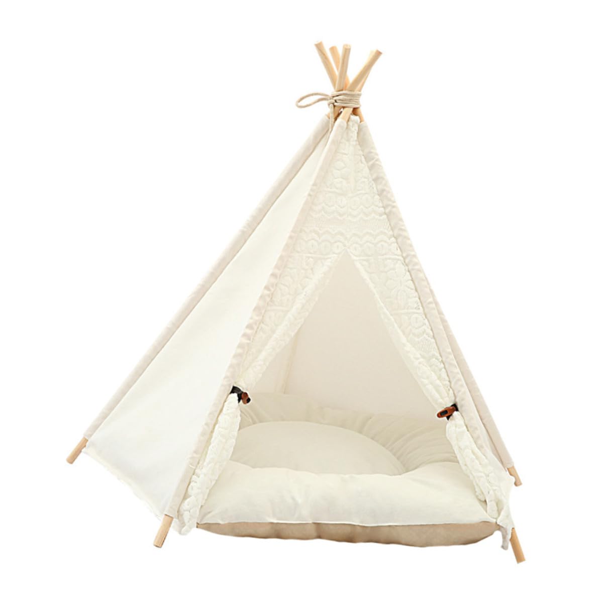 Tienda de Campaña para Mascotas Desmontable y Lavable con Rascador de Cama y Colchón Cálido para Gatos y Perros Pequeños