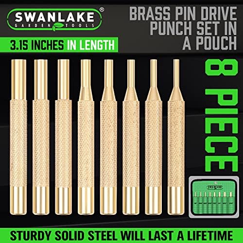 SWANLAKE 8-Piece Brass Punch Set, Removing Repair Tool1/8" - 5/16" Brass Pin Drive Punch Set