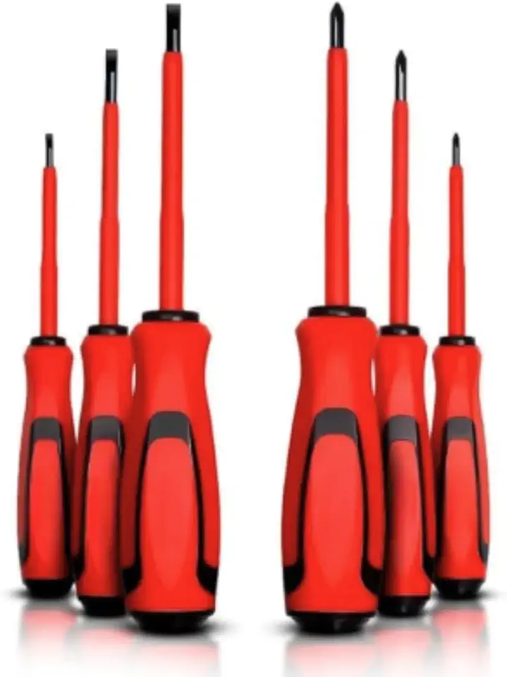 Kit Profissional 6 Chaves Isoladas Fenda Phillips Pontas Magnetizadas Cabo Emborrachado Antiderrapante Isolamento Elétrico Seguro Ideal para Eletricistas Técnicos e Reparos Gerais