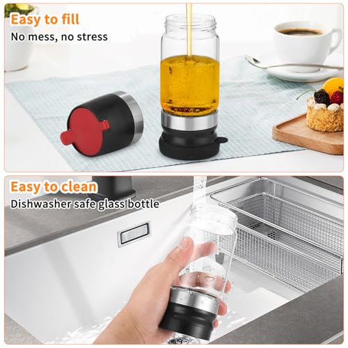 Yoxovo 9 oz Tropfsicheres Honigglas mit Griff,Honigspender,Tropfsicherer Glas-Honigspender mit Halterung, Sirupspender Glas für Kaffee Oder Tee, Ideal für Honig und Sirup, Schwarz