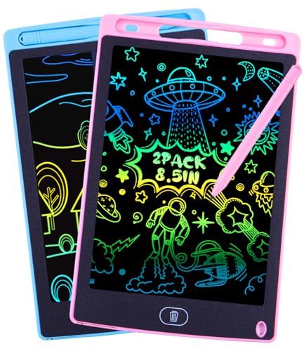 2 Pack LCD Writing Tablet, 8.5 Inch Colorful Writing Board Drawing Tablet for Kids, Erasable Reusable Writing Drawing Pad, Learning Toys Gifts for 3 4 5 6 Years Old Boys and Girls Toddlers