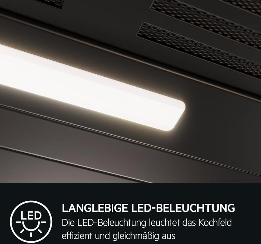AEG Okap kuchenny seria 7000 z SilenceTech 60 cm – okap ścienny ze szkłem – przepływ powietrza wylotowego i termoobiegowego – maks. 760 m³/h w trybie wywiewu z maks. 67 dB (A) – funkcja wentylacji –