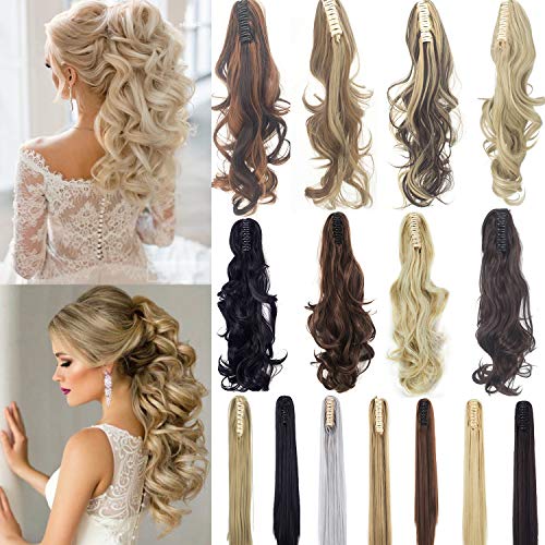Dodoing 45,7 cm/53,3 cm Extensions de cheveux à la mode style long avec griffe mâchoire et Queue de cheval Clip Cover