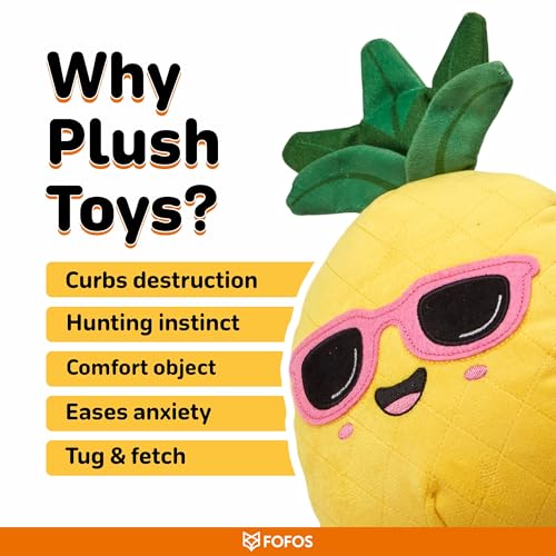 Image of BarkButler x FOFOS Summer Tough Dog Toy Pineapple - Plush & Squeaky Toys for Dogs, Dog Toys for Large Dogs (5-30kgs) - Yellow