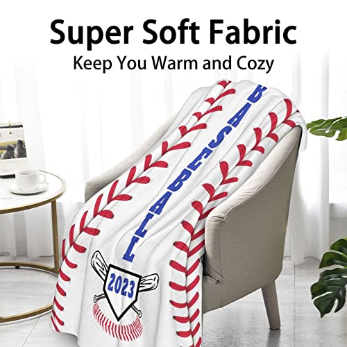Baseball Throw Blanket for Men Women - 60x80 Inches Twin Size - Soft Fluffy Cozy Blankets Gift - White Sports Blanket Throws for Bed, Sofa, Winter