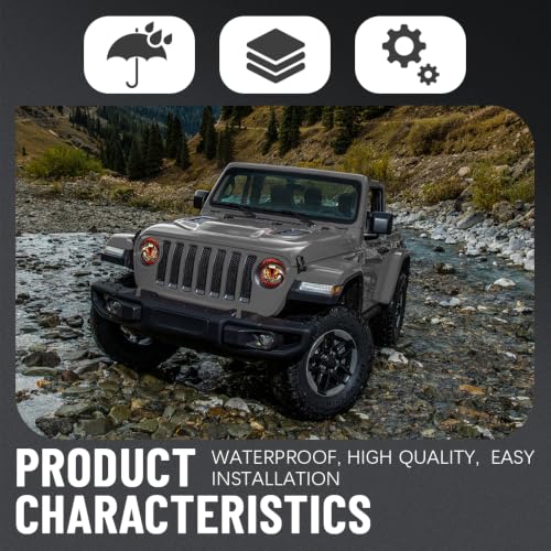 Image of 2PCS Beast Eyes Headlight Decals, 3D Stereo Eyes Headlight Decal Stickers, Car Body Window Bumper Decoration Stickers, Car Accessories Round Headlight Decal for Jeep Wrangler (Red /Animal Eyes)