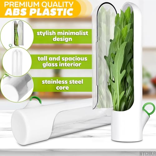 Image of FunBlast Herb Saver for Refrigerator, Fresh Herb Keeper & Storage Container, Fresh Herbs Saver for Cilantro, Parsley, Mint & More, Space-Saving Design (White)