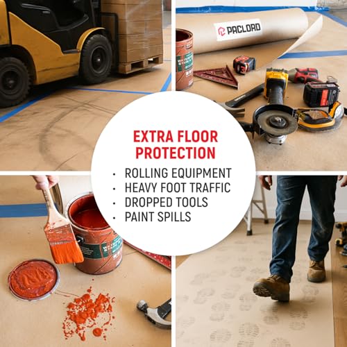 Image of Floor Protection Paper 36 inch x 100' Floor Protector Cover Roll, 25 Mil Extra Heavy-Duty Surface Protection Film, 300 Sq Ft, 3.5X Stronger Than Builder's Paper for Construction, Remodeling & Painting