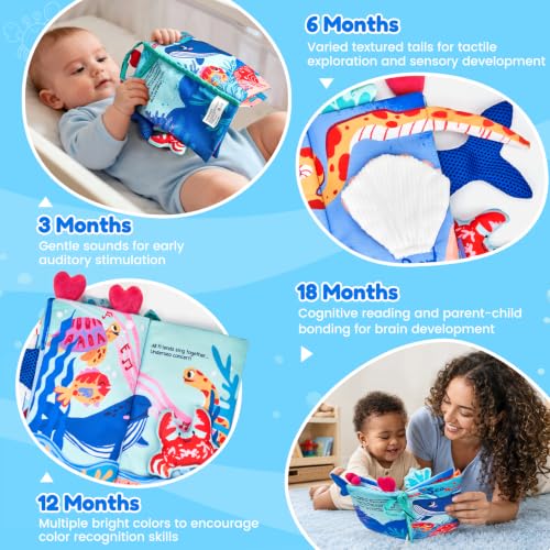 Image of JoyCat Baby Books 0-12 Months, Ocean Tummy Time Crinkle Cloth Book