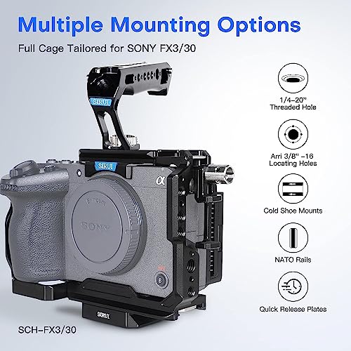 SIRUI FX30 FX3 Cage with Top Handle, Complete Camera Cage Kit for Sony FX3 FX30, with HDMI Cable Clamp - Image 2