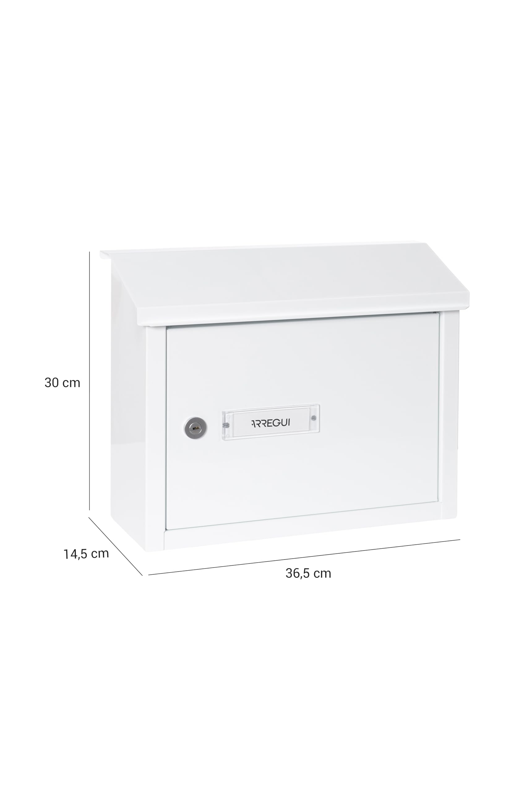 ARREGUI V4061 Buzón Recogecartas Maxi de Aluminio para Puertas o Verjas en el Interior, Boca Recogecartas de 33x4 cm, Tamaño M (Correo DIN A4 y Revista), Anticorrosivo, Blanco