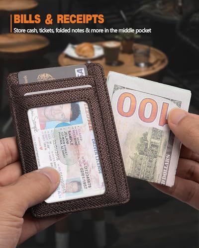 Image of RUNBOX Slim Minimalist Front Pocket RFID Blocking Leather Wallets for Men and Women Card Holder Wallets Gifts for men