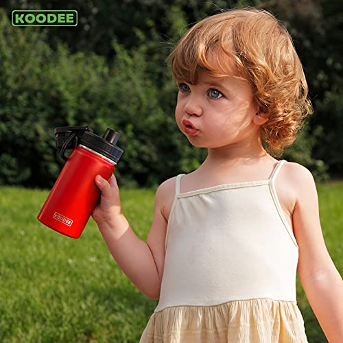 Koodee Small Water Bottle 12 Oz Stainless Steel Vacuum Insulated Wide Mouth Water Bottle With Leakproof Spout Lid (Canyon Red) #TOP5