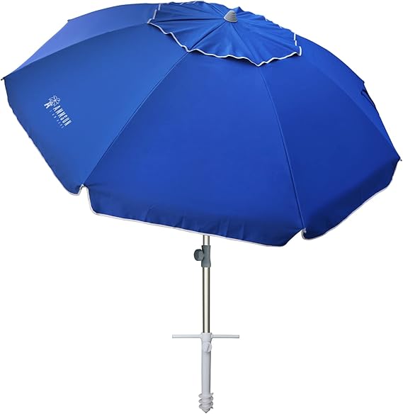 AMMSUN 7 Foot Heavy Duty HIGH Wind Beach Umbrella with