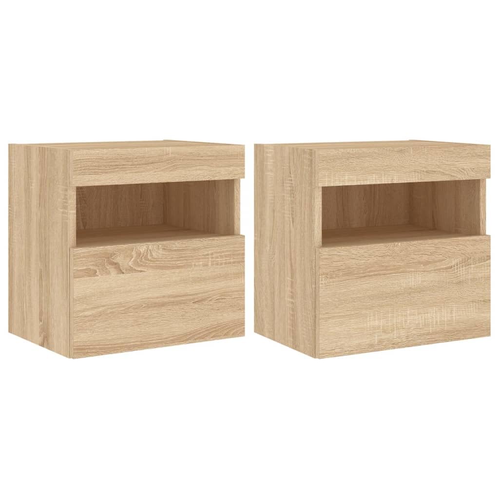 LED RGB ścienne RTV dąb sonoma 2 sztuki 40x30x40 cm