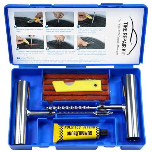 Tire Repair Kit with Plugs, Tire Plug Kit Heavy Duty Professional for Car, ATV, Motorcycle, Truck, Flat Tire Emergency Repair (Boxed Type - 16 PCs)
