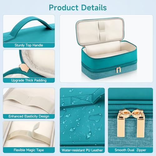 Image of Travel Hair Dryer Case for Shark Flexstyle, Double-Layer Carrying Case for Shark Flex Style Blow Dryer, Portable Hair Tools Storage Organizer Bag for Shark Beauty Hairdryer Attchments (Teal Green)