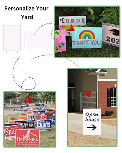 Blank Yard Signs With Metal Stakes,4 Pcak 17X12 Inches Corrugated Plastic Diy Yard Signs For Garage,Yard Sale,Party #TOP3